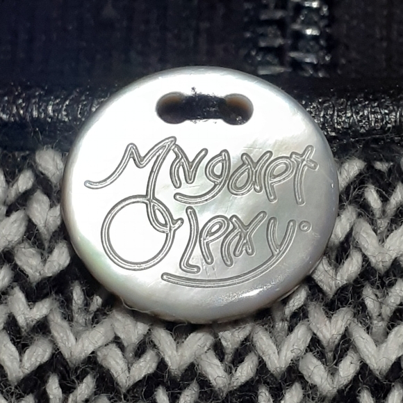 Margaret O'Leary Womens Size Medium Full-Zip Knit Blazer with Black Leather Trim - Picture 6 of 6